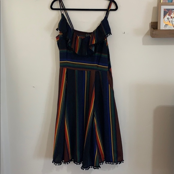 Voodoo Vixen dark rainbow serape Pom Pom dress - Picture 2 of 6